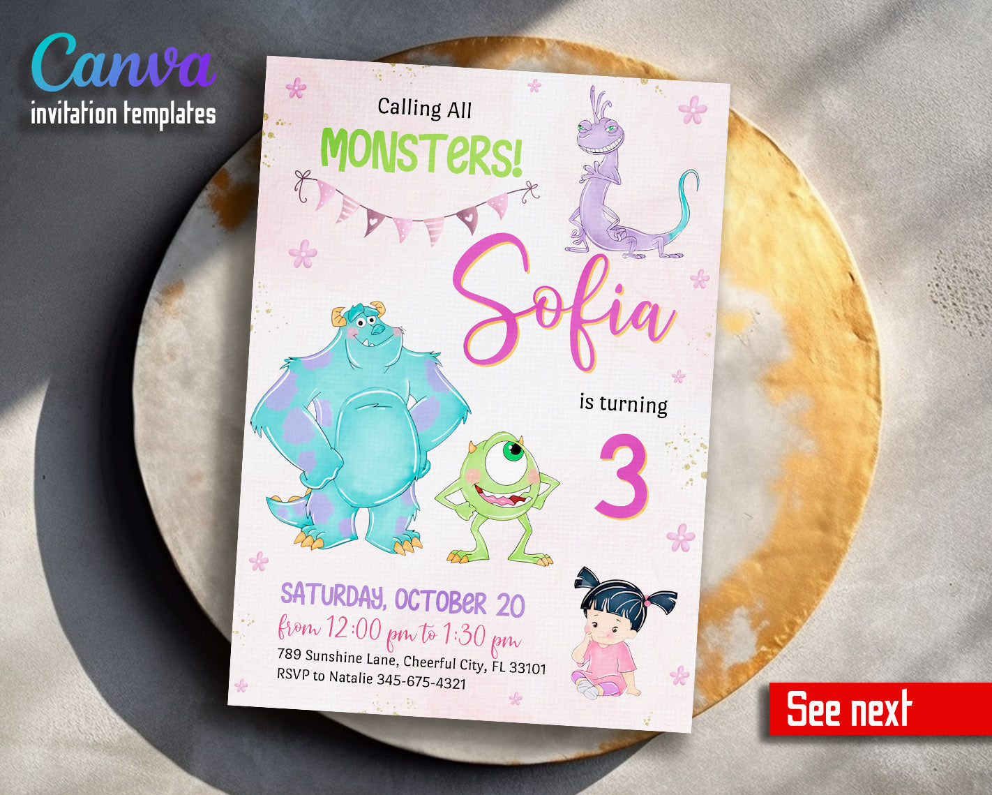 Monsters, Inc. customizable invitation template | Share or Print |  | HD161