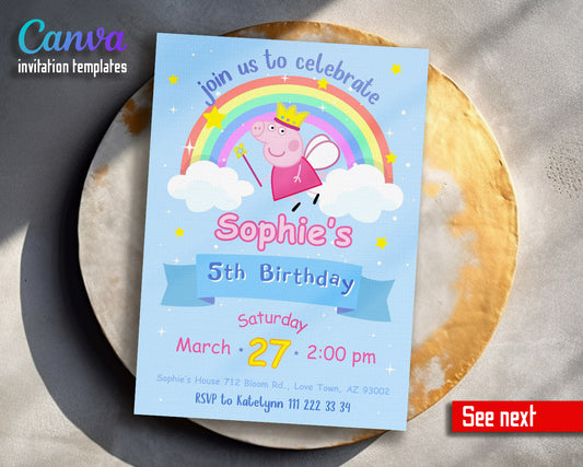 Peppa Pig customizable invitation template | Share or Print | girl | UX147