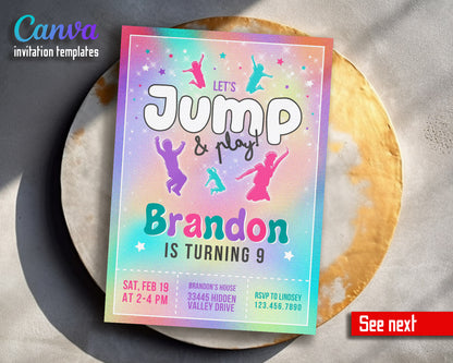 Trampoline Jump Party  customizable invitation template | Share or Print |  | GF637