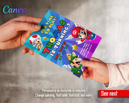 Super Mario Bros  customizable invitation template | Share or Print |  | VP496