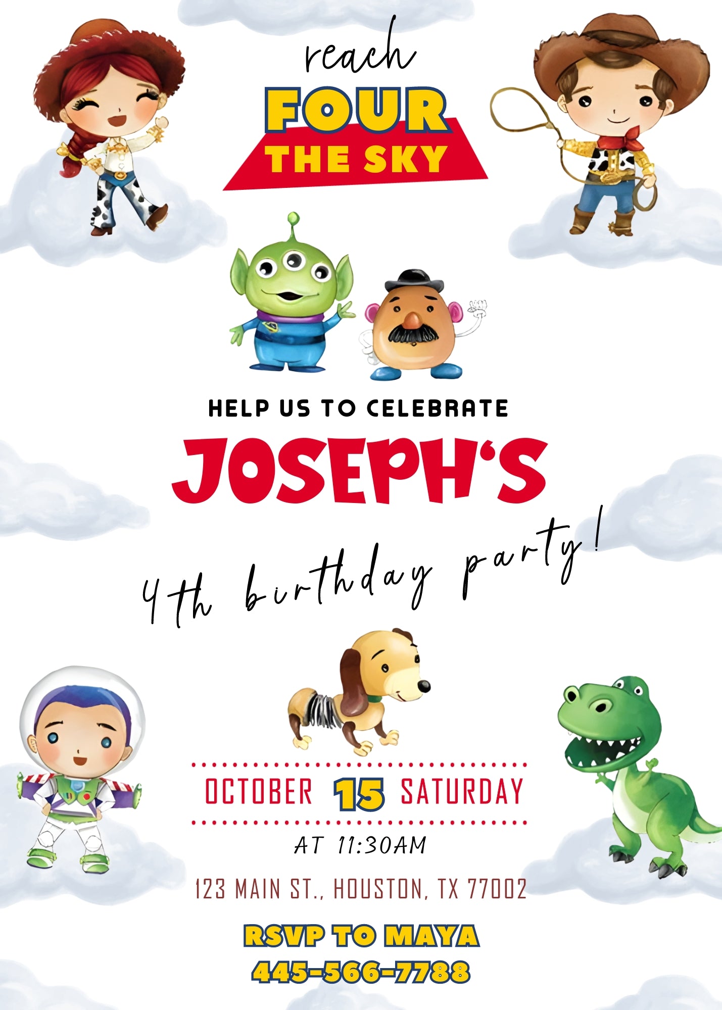 Toy Story Woody  customizable invitation template | Share or Print |  | OW225