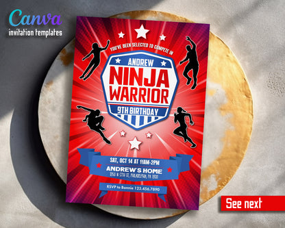 American Ninja Warrior customizable invitation template | Share or Print |  | IR163