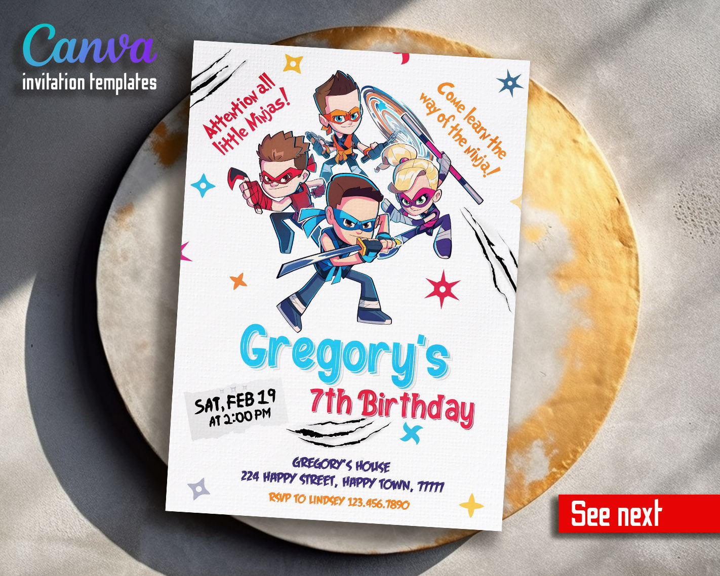 Ninja Kidz TV customizable invitation template | Share or Print |  | OZ455