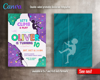 Rock Climbing  customizable invitation template | Share or Print |  | OP148