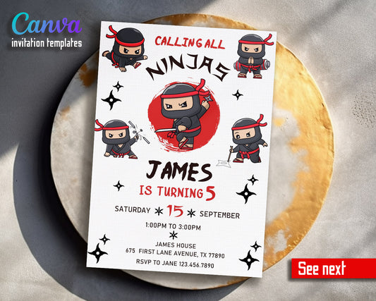 Ninja Kidz TV customizable invitation template | Share or Print |  | CF147