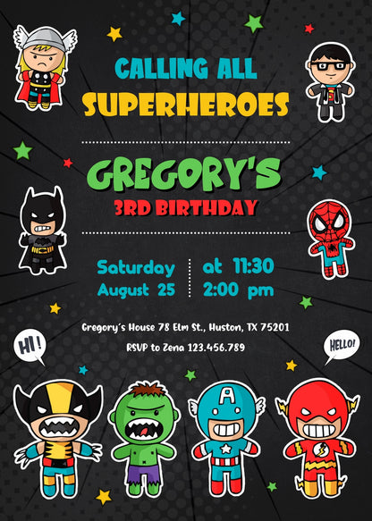 Avengers Marvel Superhero  customizable invitation template | Share or Print | boy | UZ359