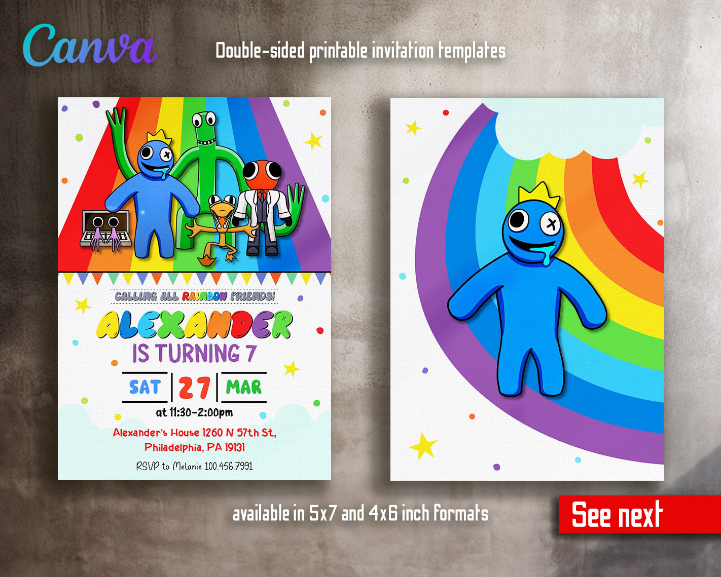 Rainbow Friends  customizable invitation template | Share or Print |  | ZV639