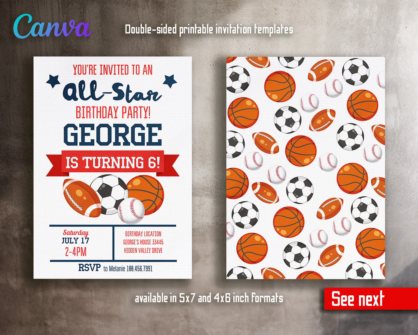 Sport Football Basketball Baseball customizable invitation template | Share or Print | boy | NJ082