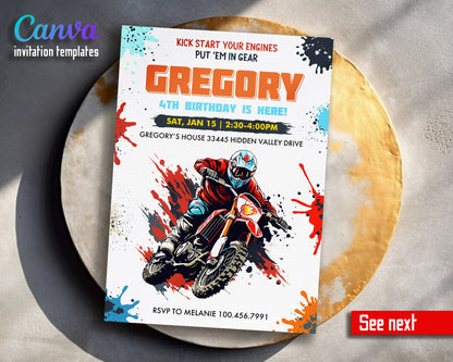 Motocross Extreme customizable invitation template | Share or Print |  | LU590