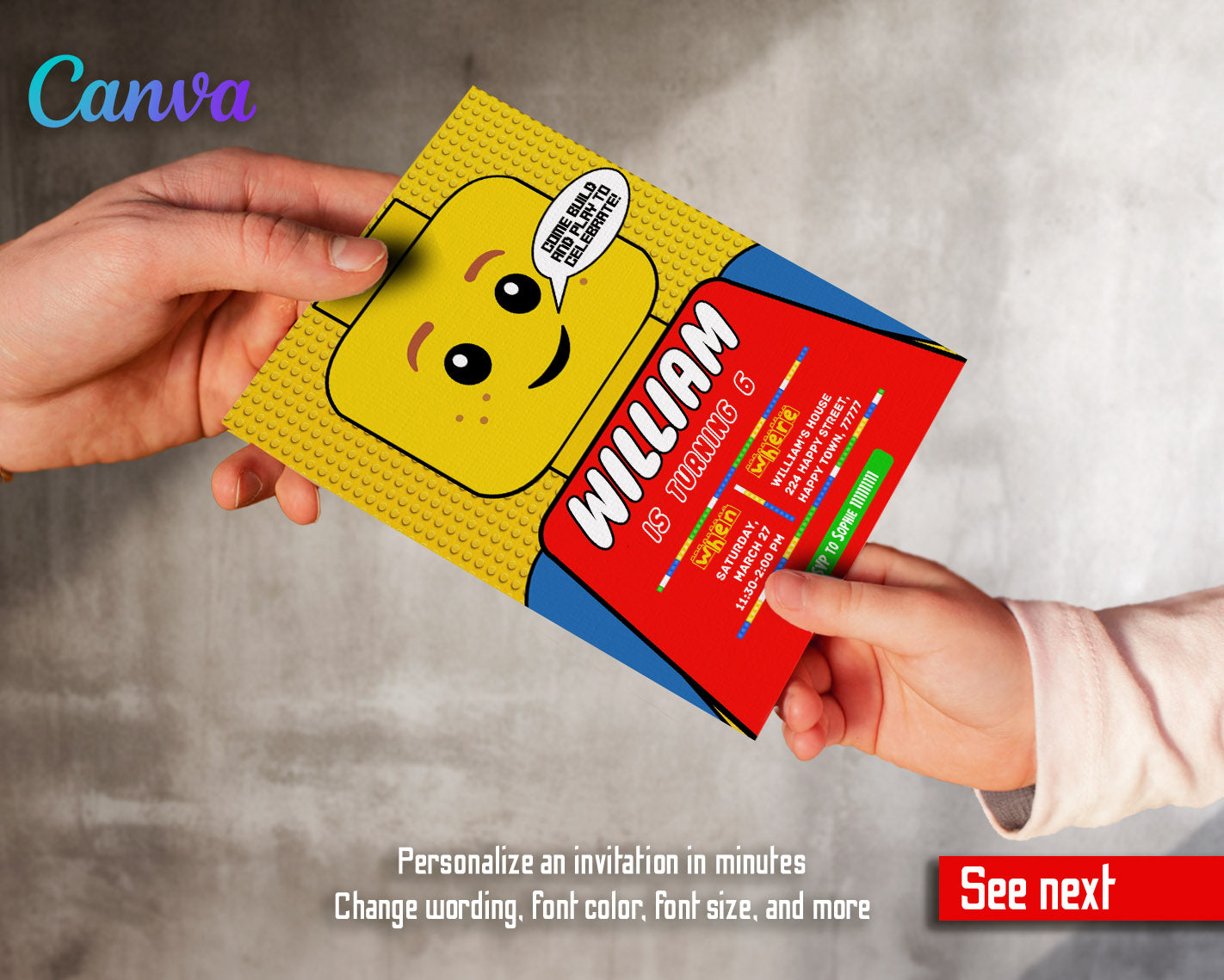 Lego  customizable invitation template | Share or Print |  | JM494