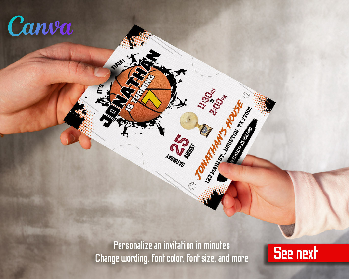 Basketball NBA Slam Dunk  customizable invitation template | Share or Print | boy | HT630