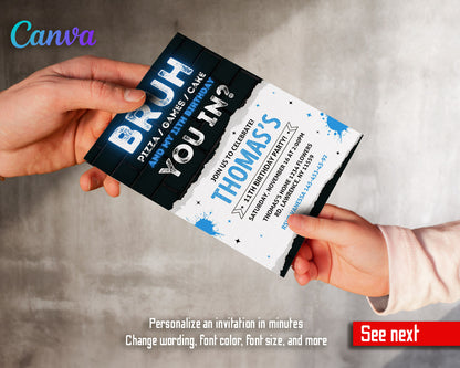 Bruh Gamer customizable invitation template | Share or Print | boy | YQ164