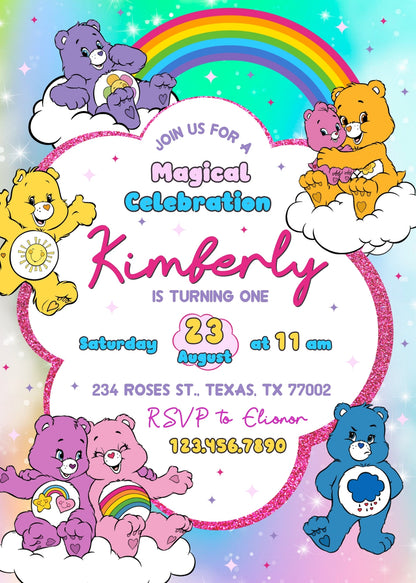 Care Bears  customizable invitation template | Share or Print |  | HR879