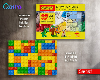 Lego  customizable invitation template | Share or Print |  | PR018