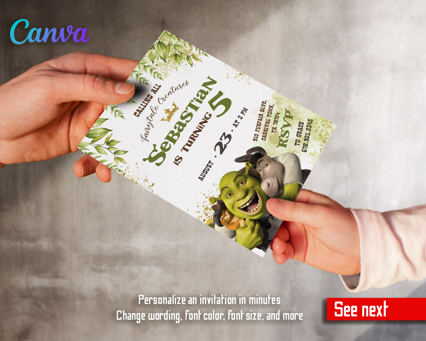 Shrek  customizable invitation template | Share or Print |  | GT243