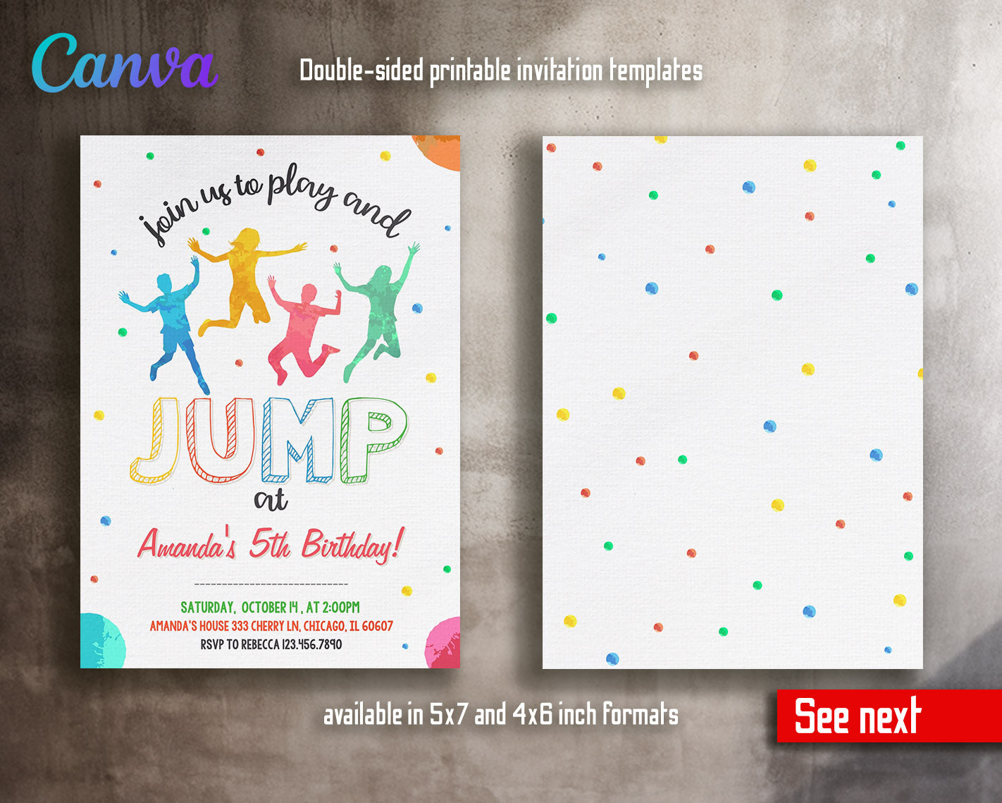 Trampoline Jump Party  customizable invitation template | Share or Print |  | LG805