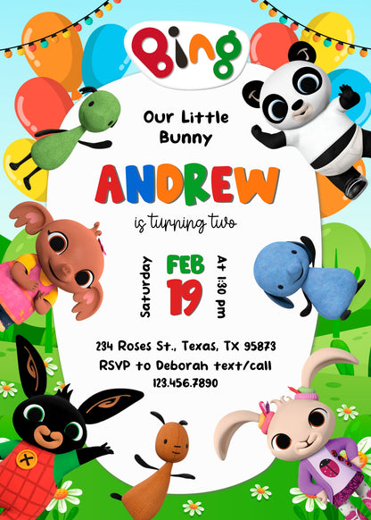 Bing Bunny customizable invitation template | Share or Print |  | KX786