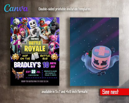 Fortnite gamer customizable invitation template | Share or Print | boy | GU937