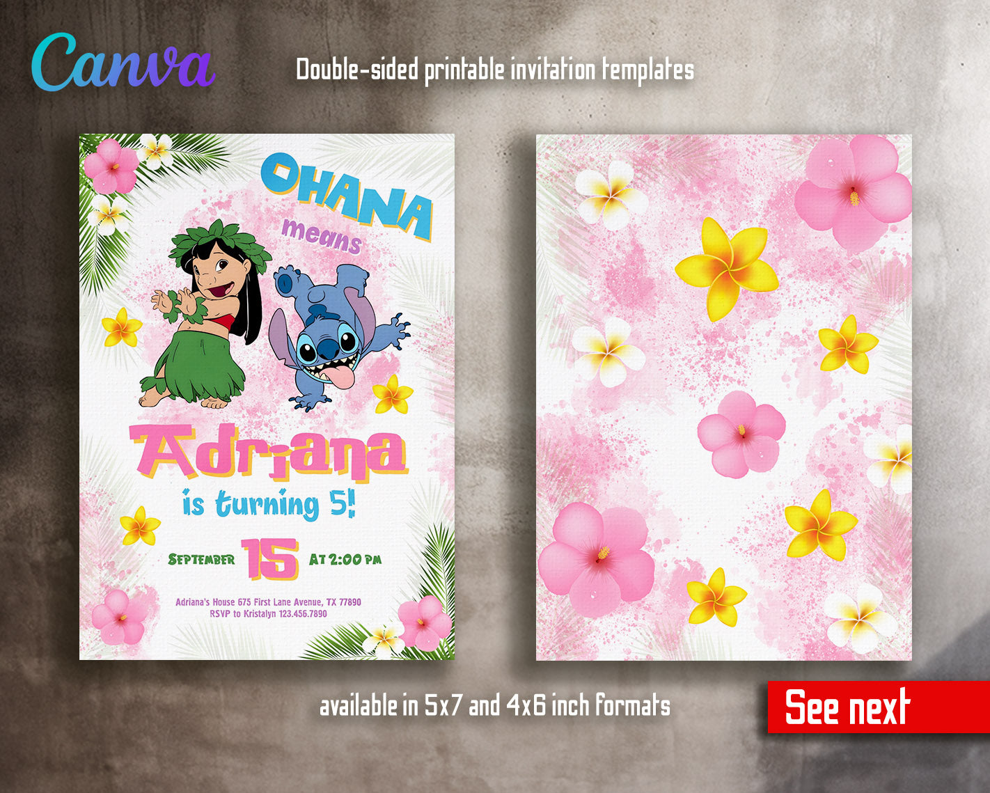 Lilo & Stitch Aloha customizable invitation template | Share or Print |  | PP550