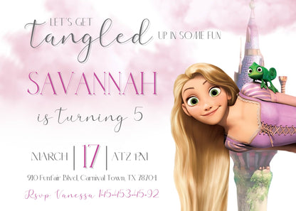 Rapunzel Princess Tangled customizable invitation template | Share or Print | girl | YN363