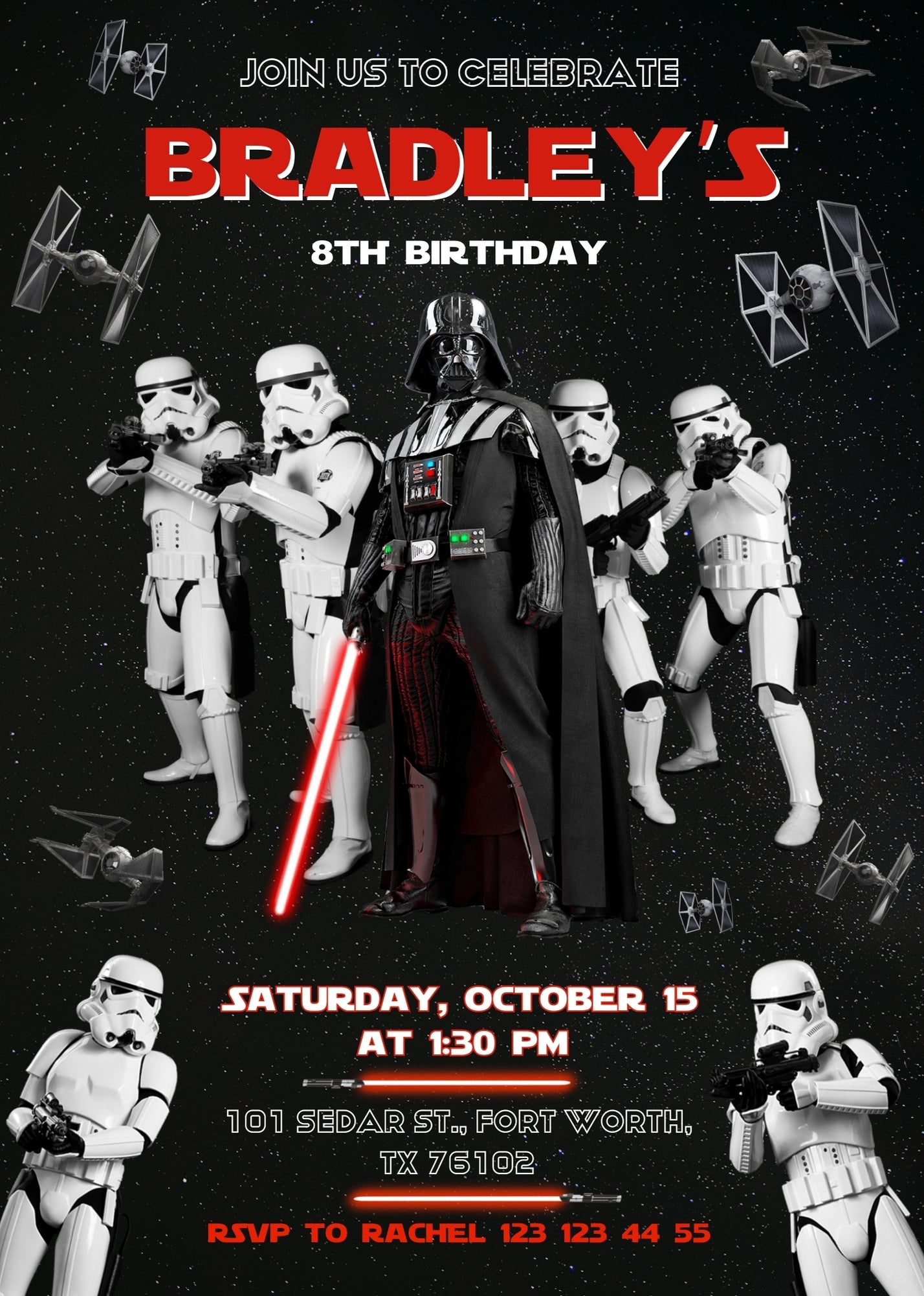 Star Wars Darth Vader  customizable invitation template | Share or Print | boy | IF094