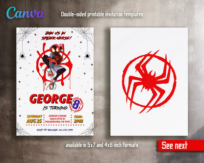 Spider Man Across the Spider-Verse customizable invitation template | Share or Print | boy | PD436