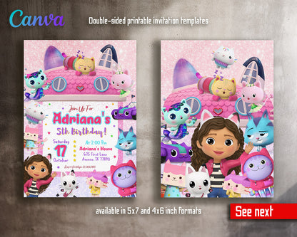 Gabby's Dollhouse Kitten customizable invitation template | Share or Print | girl | PV720