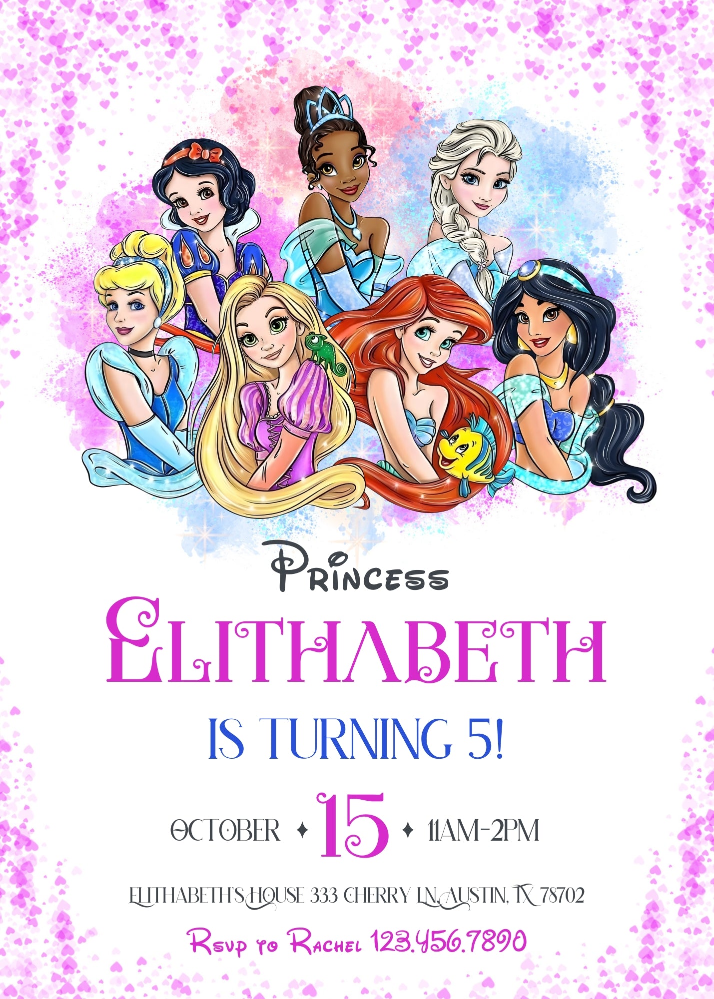 Disney Princess  customizable invitation template | Share or Print | girl | ZM265