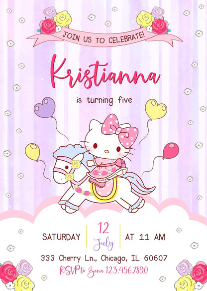 Hello Kitty Sanrio customizable invitation template | Share or Print | | JR563