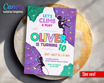 Rock Climbing  customizable invitation template | Share or Print |  | OP148