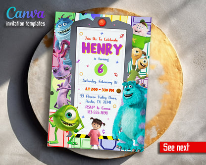 Monsters, Inc.  customizable invitation template | Share or Print |  | RL122