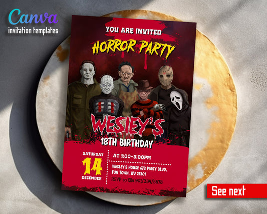 Horror Killer Movie Party  customizable invitation template | Share or Print |  | AH842