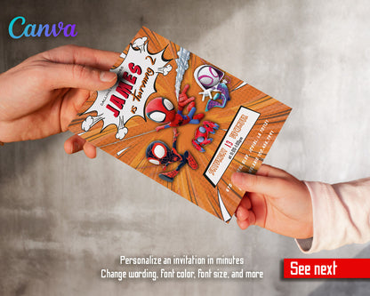 Spidey and His Amazing Friends customizable invitation template | Share or Print | boy | LG488