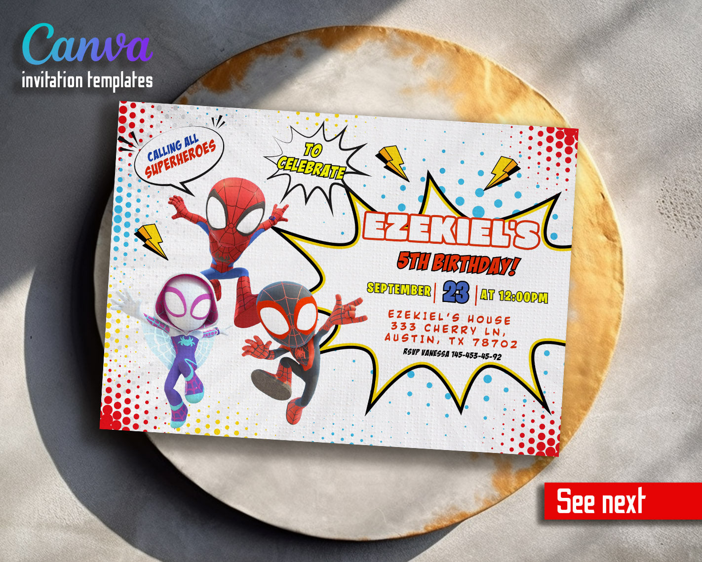 Spidey and His Amazing Friends customizable invitation template | Share or Print | boy | LX035