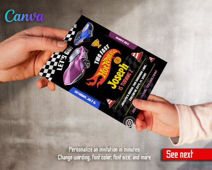 Hot Wheels Two Fast 2 Furious customizable invitation template | Share or Print | boy | WV169