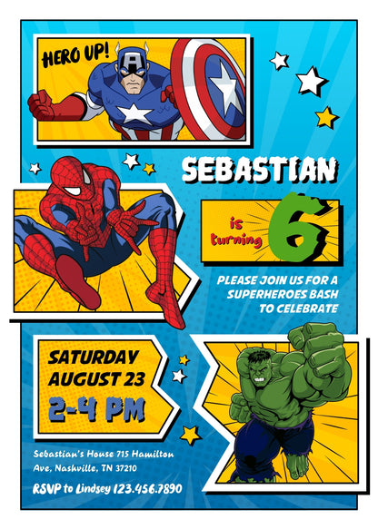 Avengers Marvel Superhero  customizable invitation template | Share or Print | boy | RK258