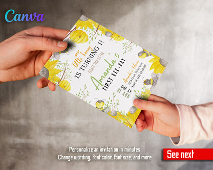 1st Bee Day Party customizable invitation template | Share or Print |  | XZ273