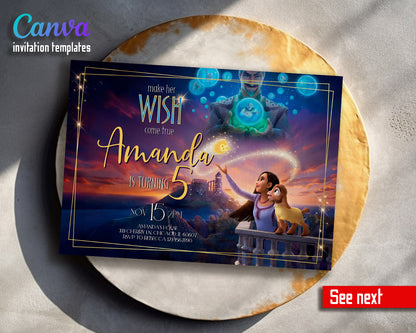 Wish Magic Asha customizable invitation template | Share or Print | girl | IT503