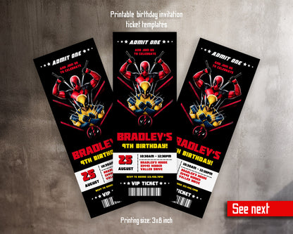 Deadpool Wolverine Marvel customizable invitation template | Share or Print | boy | EW215