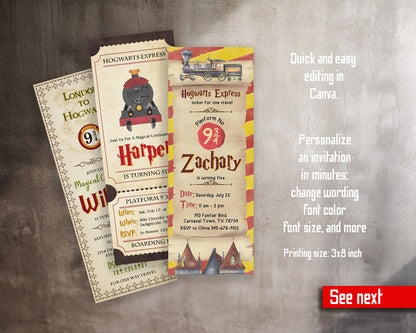 Harry Potter Hogwarts customizable invitation template | Share or Print |  | GG271