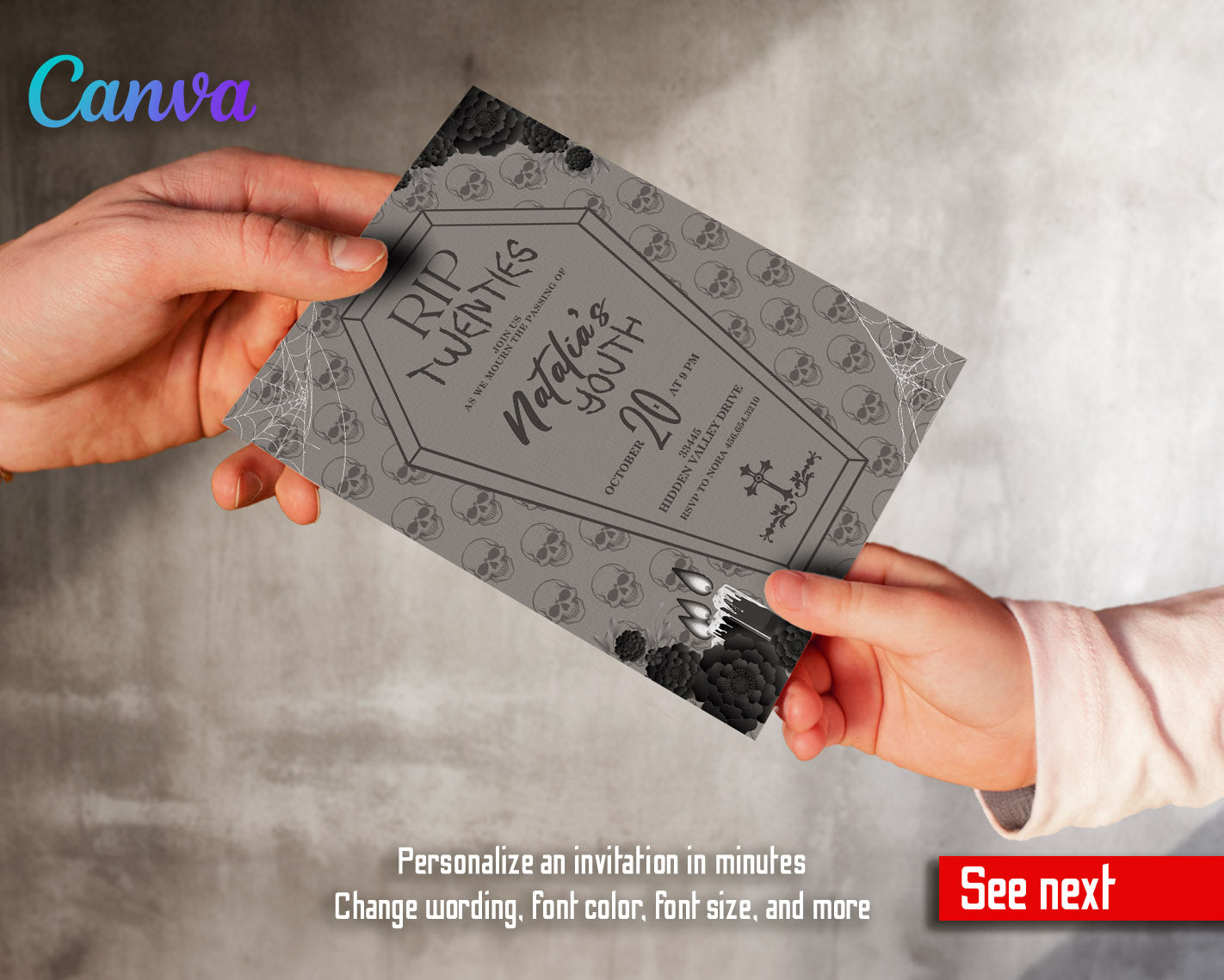 Rip Twenties Birthday customizable invitation template | Share or Print |  | FV445