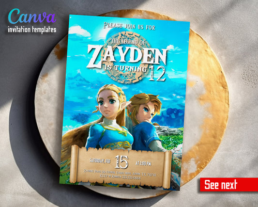 Legend of Zelda  customizable invitation template | Share or Print |  | ZE497