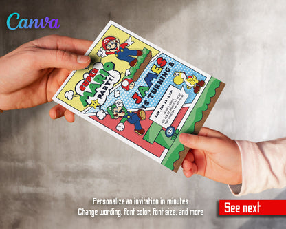 Super Mario Bros  customizable invitation template | Share or Print |  | QX397