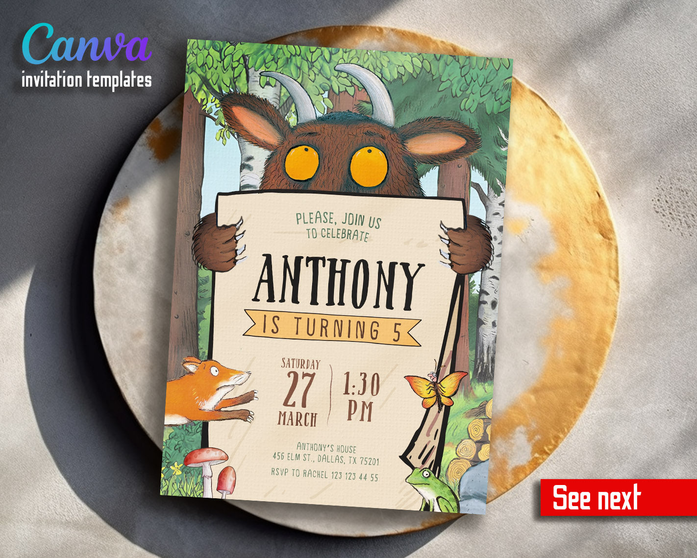 Gruffalo customizable invitation template | Share or Print | | EC235