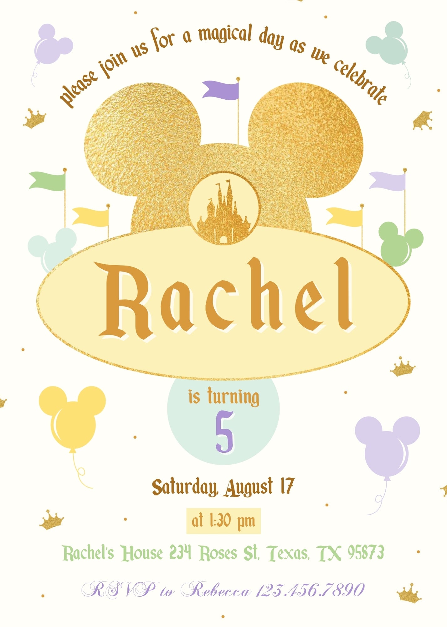 Disneyland  customizable invitation template | Share or Print | girl | BC648