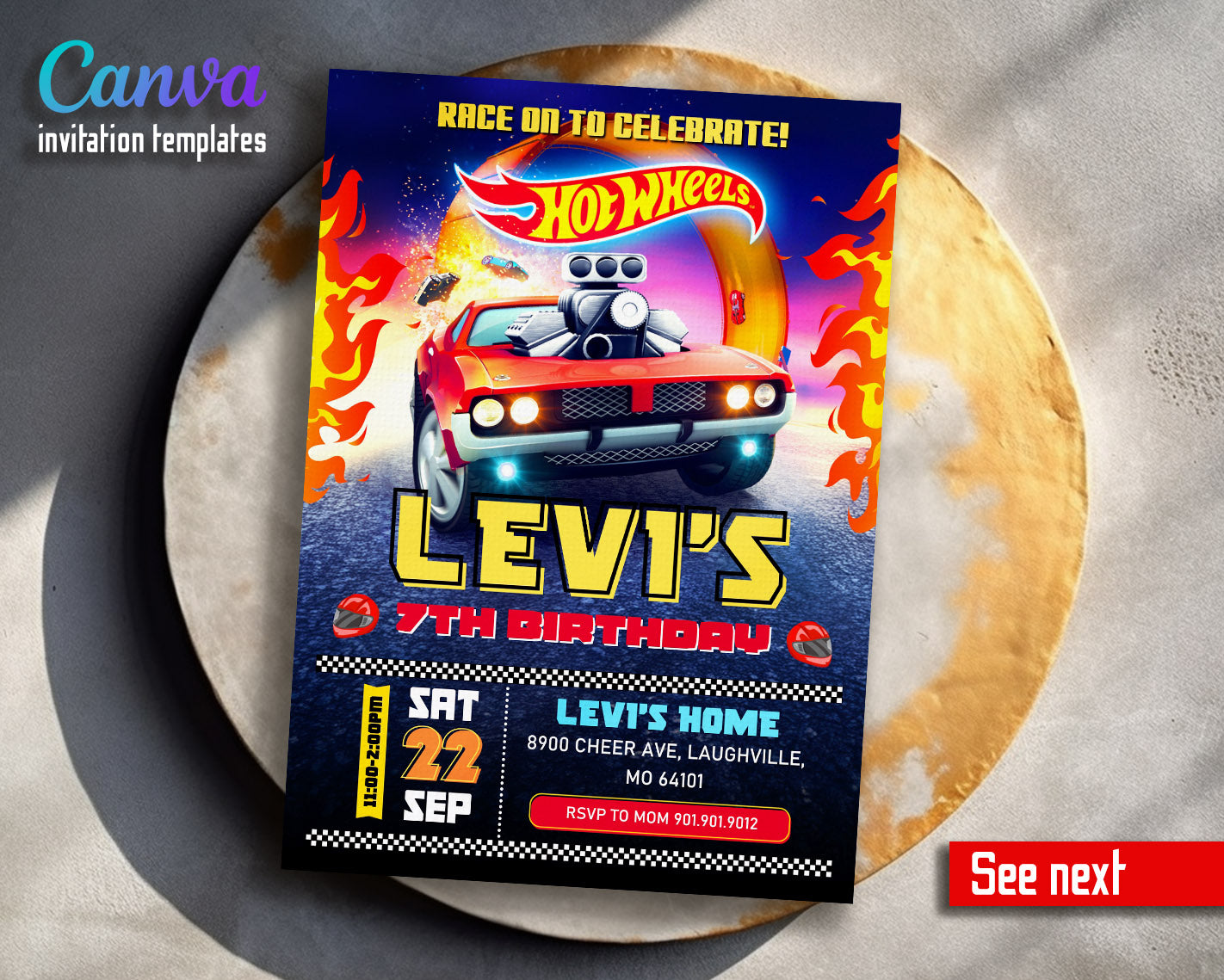 Hot Wheels Racing  customizable invitation template | Share or Print | boy | OM311