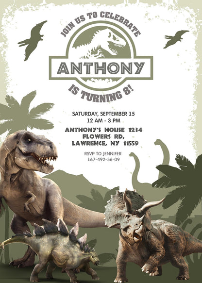 Jurassic World Dinosaur customizable invitation template | Share or Print |  | CA112