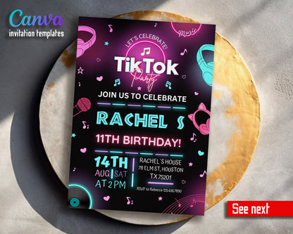 Tik Tok Party customizable invitation template | Share or Print |  | AD061