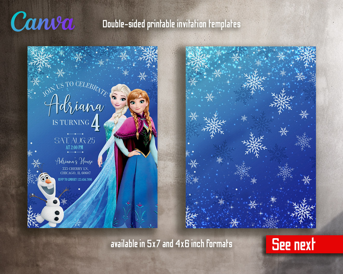 Frozen Elsa  customizable invitation template | Share or Print | girl | TA175