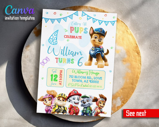 PAW Patrol customizable invitation template | Share or Print | | TY106